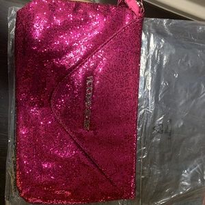 Pink glitter clutch